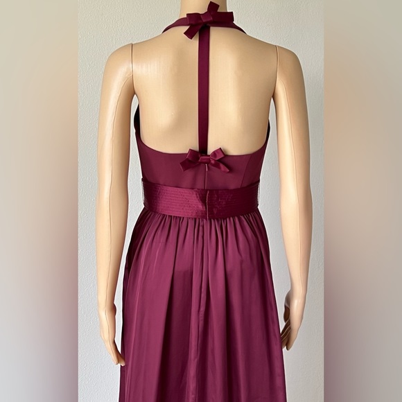 Vera Wang White Collection Wine Evening Gown Full Length Prom Bridesmaid Dress - Picture 5 of 12